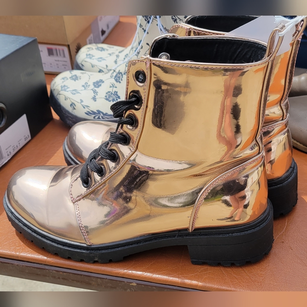 Reflective Rose Gold Rainboots